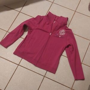 Hanes Womens Magenta Snowflake Zip Up Hoodie